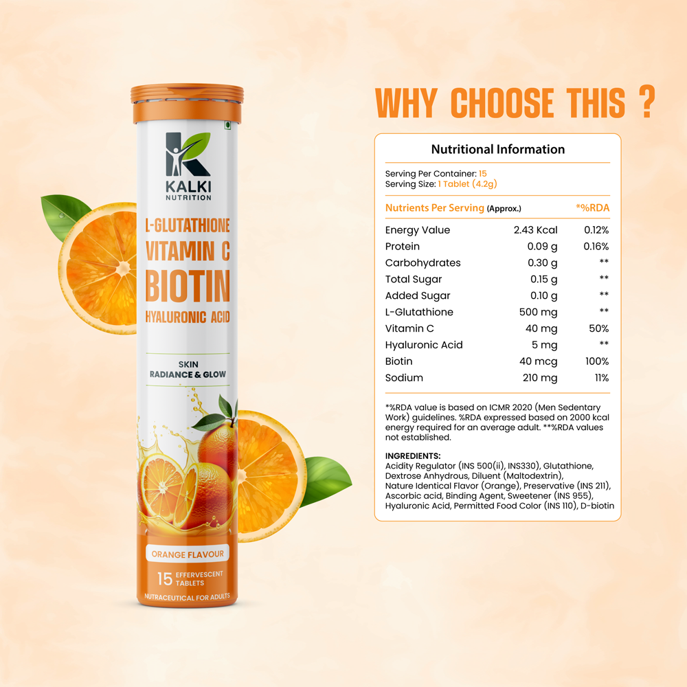 Glutathione 500mg & Vitamin C Effervescent Tablet